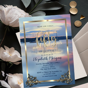 Invitation Fête d'anniversaire des 50 ans sur yacht au couche