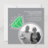 Invitation Fête d'anniversaire des 55 ans bague émeraude deux (Dos)