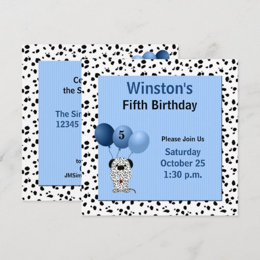 Invitation Fête d'anniversaire des 5 ans de votre enfant Thèm (Devant / Derrière)