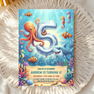 Invitation Fête d'anniversaire des 5 ans des animaux de l'océ