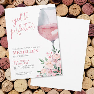 Invitation Fête d'anniversaire des 60 ans au vin floral
