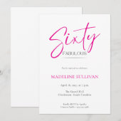 Invitation Fête d'anniversaire des 60 ans avec un script mini (Devant / Derrière)
