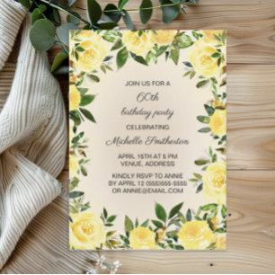 Invitation Fête d'anniversaire des 60 ans de la femme aux fle