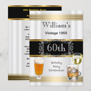Invitation Fête d'anniversaire des 60 ans des hommes vintage 
