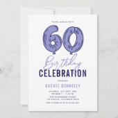 Invitation Fête d'anniversaire des 60 ans en bleu (Devant)