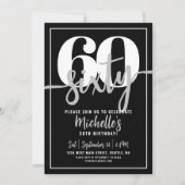 Invitation Fête d'anniversaire des 60 ans noir moderne (Devant)