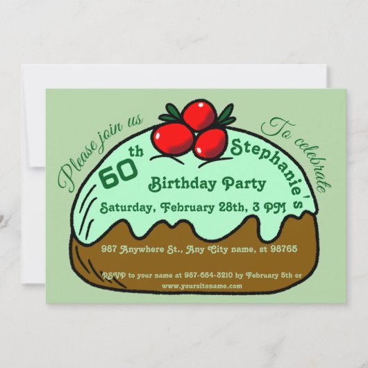 Invitation Fête d'anniversaire des 60 ans Pale Green Choco Do (Devant)