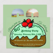 Invitation Fête d'anniversaire des 60 ans Pale Green Choco Do (Devant / Derrière)
