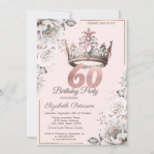Invitation Fête d'anniversaire des 60 ans Princess Crown Flor
