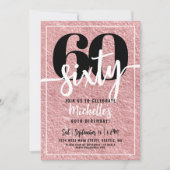 Invitation Fête d'anniversaire des 60 ans Rose Gold (Devant)