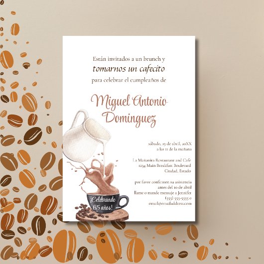 Invitation Fête d'anniversaire des 65 ans Café Éclaboussure M