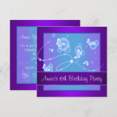 Invitation Fête d'anniversaire des 6 ans de Papillon Violet (Devant / Derrière)