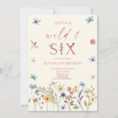 Invitation Fête d'anniversaire des 6 ans Wild & Six Wildflowe (Devant)