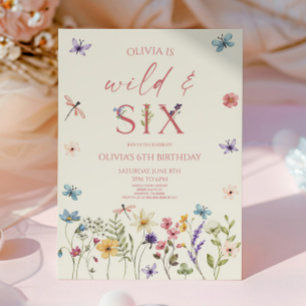 Invitation Fête d'anniversaire des 6 ans Wild & Six Wildflowe