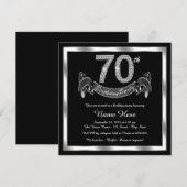 Invitation Fête d'anniversaire des 70 ans argentée (Devant / Derrière)