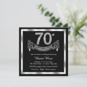 Invitation Fête d'anniversaire des 70 ans argentée (Debout devant)