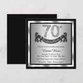 Invitation Fête d'anniversaire des 70 ans argentée (Devant / Derrière)