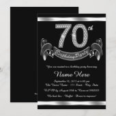 Invitation Fête d'anniversaire des 70 ans argentée (Devant / Derrière)