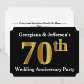 Invitation Fête d'anniversaire des 70 ans de mariage de style (Devant / Derrière)