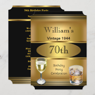 Invitation Fête d'anniversaire des 70 ans de Vintage Mens Boi