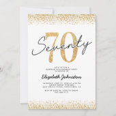 Invitation Fête d'anniversaire des 70 ans Élégante Or (Devant)