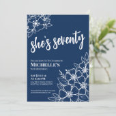 Invitation Fête d'anniversaire des 70 ans en bleu (Debout devant)