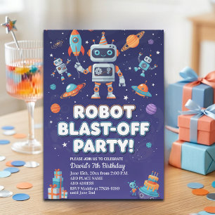 Invitation Fête d'anniversaire des 7 ans des robots dans l'es