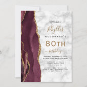 Invitation Fête d'anniversaire des 80 ans avec Marbre d'agate (Devant)