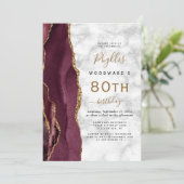 Invitation Fête d'anniversaire des 80 ans avec Marbre d'agate (Debout devant)