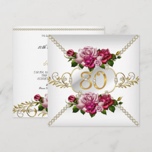 Invitation Fête d'anniversaire des 80 ans de femmes Roses ros