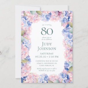 Invitation Fête d'anniversaire des 80 ans d'Hortensias