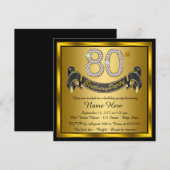 Invitation Fête d'anniversaire des 80 ans en or (Devant / Derrière)