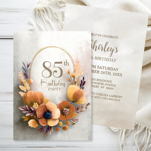 Invitation Fête d'anniversaire des 85 ans aux fleurs d'orange