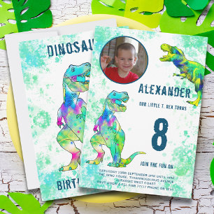 Invitation Fête d'anniversaire des 8 ans du dinosaure T-Rex