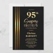 Invitation Fête d'anniversaire des 95 ans Black Striped Gold (Devant)