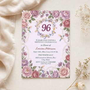 Invitation Fête d'anniversaire des 96 ans des colibris florau