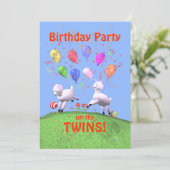 Invitation Fête d'anniversaire des agneaux pour jumeaux (Debout devant)
