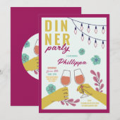Invitation Fête d'anniversaire des amis Repas du soir Dégusta (Devant / Derrière)