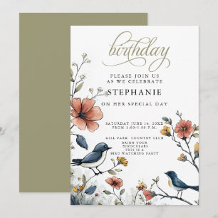Invitation Fête d'anniversaire des amoureux des oiseaux