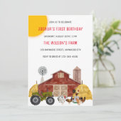 Invitation Fête d'anniversaire des animaux de ferme (Debout devant)