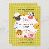 Invitation Fête d'anniversaire des animaux de ferme (Devant / Derrière)