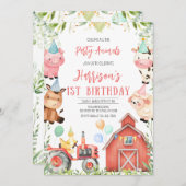 Invitation Fête d'anniversaire des animaux de ferme (Devant / Derrière)