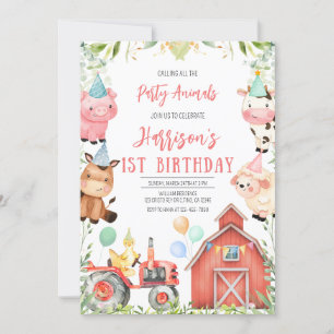Invitation Fête d'anniversaire des animaux de ferme