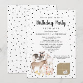 Invitation Fête d'anniversaire des animaux de ferme de loin (Devant / Derrière)