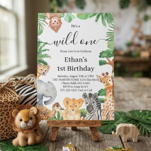 Invitation Fête d'anniversaire des animaux de safari de la ju