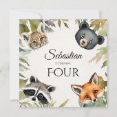 Invitation Fête d'anniversaire des animaux des bois (Dos)