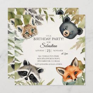 Invitation Fête d'anniversaire des animaux des bois