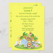 Invitation Fête d'anniversaire des animaux du zoo de Cute (Devant / Derrière)