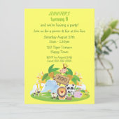 Invitation Fête d'anniversaire des animaux du zoo de Cute (Debout devant)