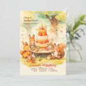 Invitation Fête d'anniversaire des animaux forestiers (Debout devant)